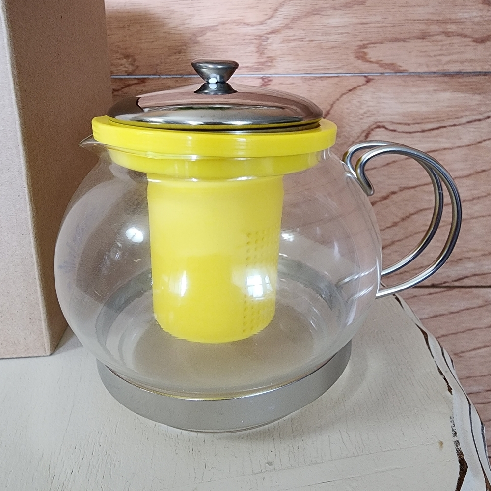 Avon Glass Teapot With Colorful Infuser